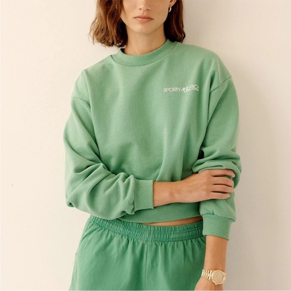 Sporty and Rich Green Cropped Crewneck Sweatshirt - Picture 3 of 13